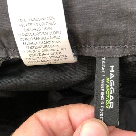 Haggar In Motion Mens Pants 42x30 Straight Weekend 5-Pockets Casual Black - Picture 7 of 12